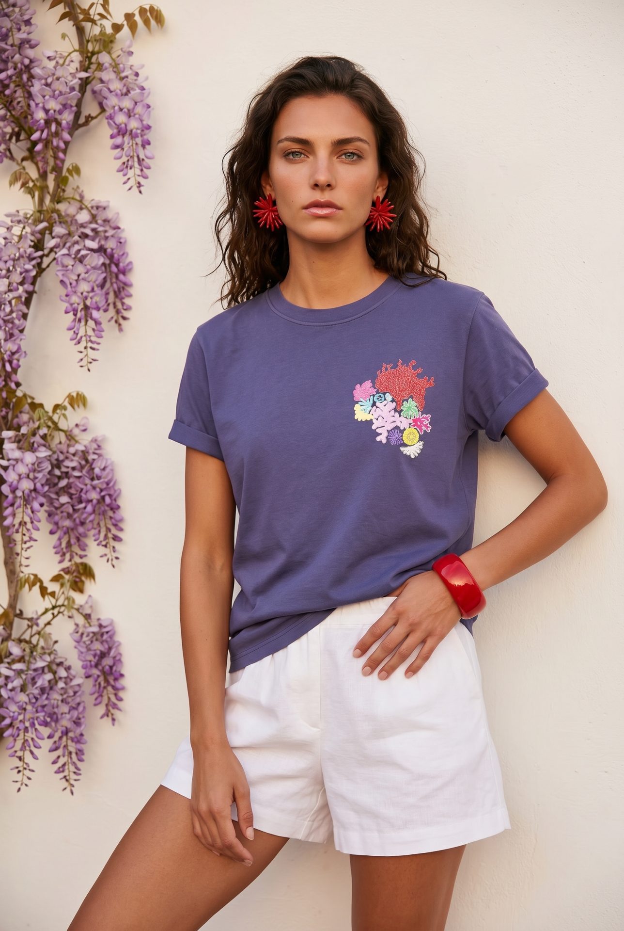 TSHIRT VIOLET CORAIL OK